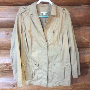 Coldwater Creek Khaki Utility Outdoor Chore Jacket with Shoulder Tabs Size 22